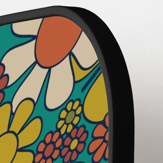 Retro Garden Flowers 60s 70s Floral Pattern Pickleball Paddle (Links Detail)