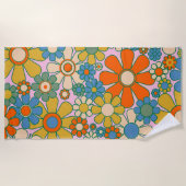 Retro Garden Flowers 60s 70s Floral Pattern Strandlaken (Voorkant)