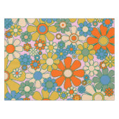 Retro Garden Flowers 60s 70s Floral Pattern Tafelkleed (Voorkant (Horizontaal))