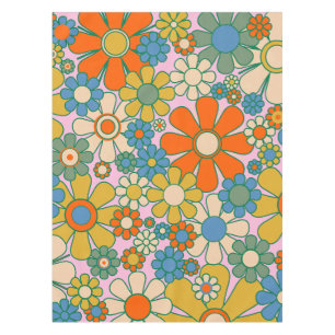 Retro Garden Flowers 60s 70s Floral Pattern Tafelkleed