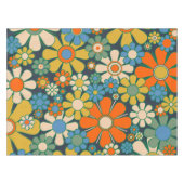 Retro Garden Flowers 60s 70s Floral Pattern Tafelkleed (Voorkant (Horizontaal))