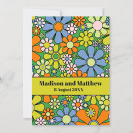 Retro Garden Flowers 60s 70s Floral Save The Date