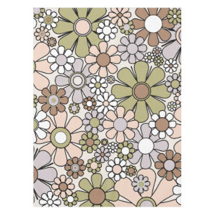 Retro Garden Flowers 60s 70s gedempte lentekort Tafelkleed