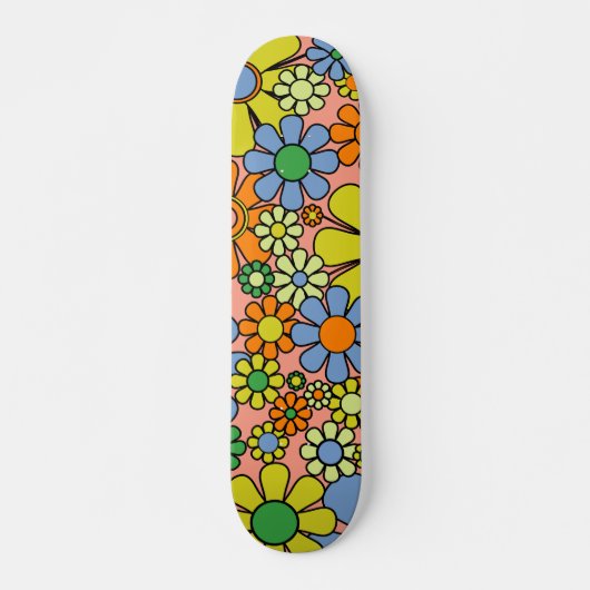 Retro Garden Flowers 60s 70s lentepatroon Persoonlijk Skateboard (Voorkant)