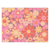 Retro Garden Flowers 60s 70s Patroonroze Tafelkleed (Voorkant (Horizontaal))