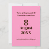 Retro Garden Flowers 60s Floral Pink en Brown Save The Date (Achterkant)