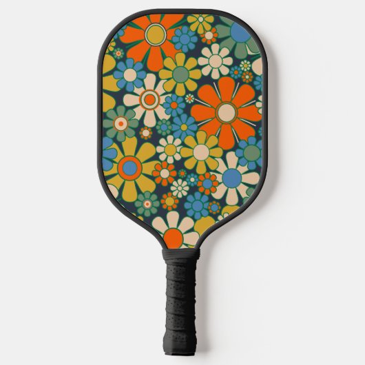 Retro Garden Flowers Cheerful Floral 60s 70s Pickleball Paddle (Achterkant)