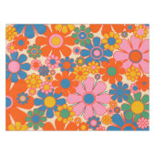 Retro Garden Flowers Colorful 60s 70s Floral Tafelkleed (Voorkant (Horizontaal))