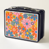 Retro Garden Flowers Colorful 60s Floral Initiaal (Achterkant)