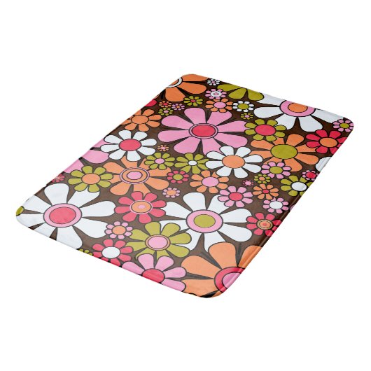Retro Garden Flowers Groovy 60s 70s Floral Pattern Badmat (Gekanteld)