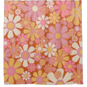 Retro Garden Flowers Groovy 60s 70s Floral Pattern Douchegordijn (Voorkant)