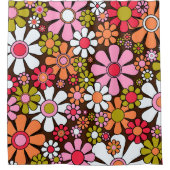 Retro Garden Flowers Groovy 60s 70s Floral Pattern Douchegordijn (Voorkant)