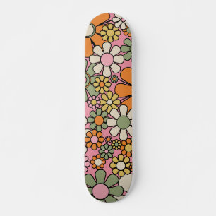 Retro Garden Flowers Groovy 60s 70s Floral Pattern Persoonlijk Skateboard
