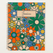 Retro Garden Flowers Groovy 60s 70s Floral Pattern Planner (Voorkant)