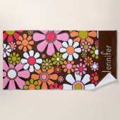 Retro Garden Flowers Groovy 60s 70s Floral Pattern Strandlaken (Voorkant)