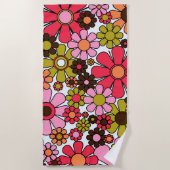Retro Garden Flowers Groovy 60s 70s Floral Pattern Strandlaken (Voorkant)