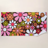 Retro Garden Flowers Groovy 60s 70s Floral Pattern Strandlaken (Voorkant)