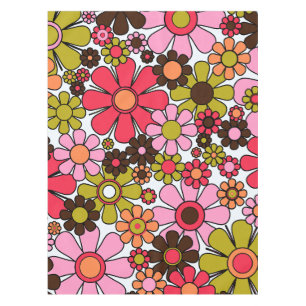Retro Garden Flowers Groovy 60s 70s Floral Pattern Tafelkleed