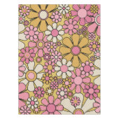Retro Garden Flowers Groovy 60s 70s Floral Pattern Tafelkleed (Voorkant)