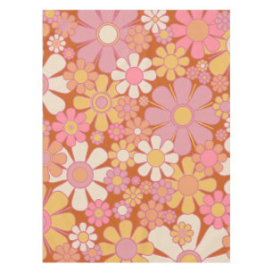 Retro Garden Flowers Groovy 60s 70s Floral Pattern Tafelkleed