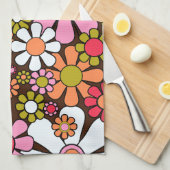 Retro Garden Flowers Groovy 60s 70s Floral Pattern Theedoek (Quarter Fold)