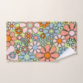 Retro Garden Flowers Groovy 60s 70s lentepastel Bad Handdoek (Handdoek)