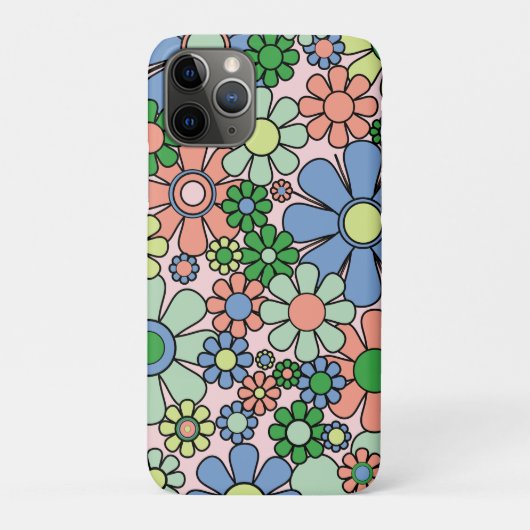 Retro Garden Flowers Groovy 60s 70s lentepastel Case-Mate iPhone Case (Achterkant)