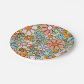 Retro Garden Flowers Groovy 60s 70s lentepastel Papieren Bordje (Gekanteld)