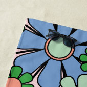 Retro Garden Flowers Groovy 60s 70s lentepastel Strandlaken (In situ)