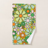 Retro Garden Flowers Groovy 60s 70s lentepatroon Bad Handdoek (Handdoek)