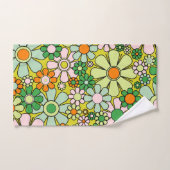 Retro Garden Flowers Groovy 60s 70s lentepatroon Bad Handdoek (Handdoek)