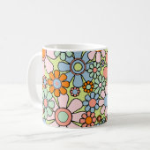 Retro Garden Flowers Groovy 60s 70s lentepatroon Koffiemok (Voorkant links)