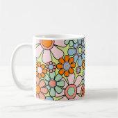 Retro Garden Flowers Groovy 60s 70s lentepatroon Koffiemok (Links)