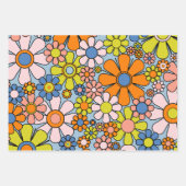 Retro Garden Flowers Groovy 60s 70s Spring Floral Inpakpapier Vel (Voorkant)