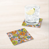 Retro Garden Flowers Groovy 60s 70s Spring Floral Kartonnen Onderzetters (Insitu)