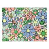 Retro Garden Flowers Groovy 60s 70s Spring Floral Tafelkleed (Voorkant (Horizontaal))