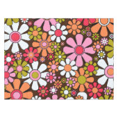 Retro Garden Flowers Groovy 60s Floral Pattern Tafelkleed (Voorkant (Horizontaal))