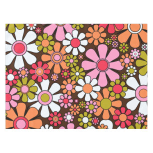 Retro Garden Flowers Groovy 60s Floral Pattern Tafelkleed