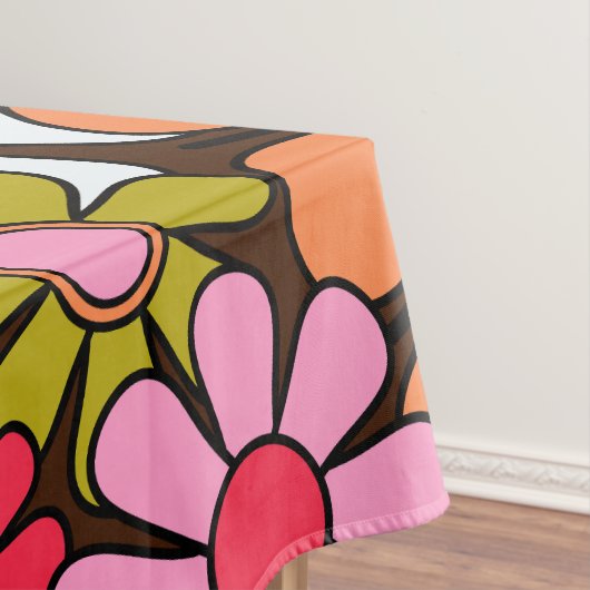 Retro Garden Flowers Groovy 60s Floral Pattern Tafelkleed (Voorbeeld)