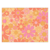 Retro Garden Flowers Groovy Floral Pink Yellow Tafelkleed (Voorkant (Horizontaal))