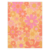 Retro Garden Flowers Groovy Floral Pink Yellow Tafelkleed (Voorkant)
