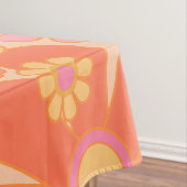 Retro Garden Flowers Groovy Floral Pink Yellow Tafelkleed (Voorbeeld)