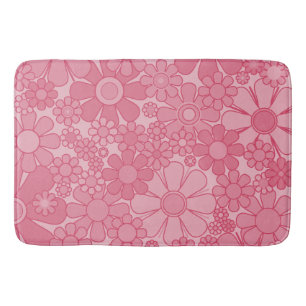 Retro Garden Flowers  Roze Floral Patroon Badmat