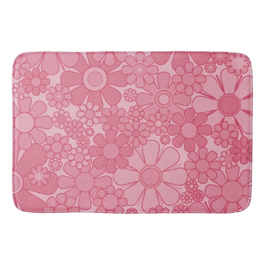 Retro Garden Flowers  Roze Floral Patroon Badmat (Voorkant)