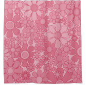 Retro Garden Flowers  Roze Floral Patroon Douchegordijn (Voorkant)