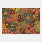 Retro Garden Gingham Flowers 70s  Bloemen Inpakpapier Vel (Voorkant 3)