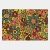 Retro Garden Gingham Flowers 70s  Bloemen Inpakpapier Vel (Voorkant 2)