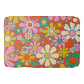Retro Garden Groovy 60s 70s Floral Pattern Badmat (Voorkant)