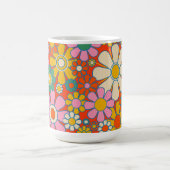 Retro Garden Groovy 60s 70s Floral Pattern Koffiemok (Center)
