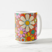 Retro Garden Groovy 60s 70s Floral Pattern Koffiemok (Voorkant rechts)